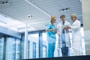 Doctors having conversation in hospital