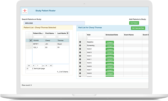 Screenshot of Velos eResearch.